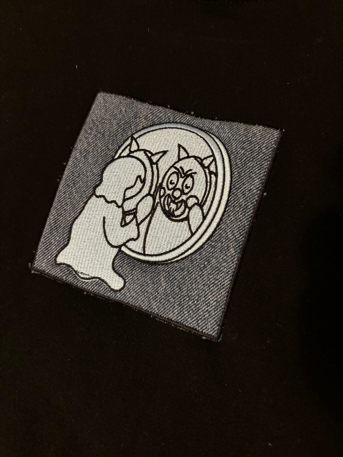 Denim Mirror Applique Hoodie